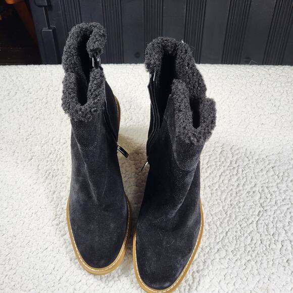 NEW Franco Sarto Women's Ulayna Suede Leather Wedge Ankle Boot Black size10 - Picture 2 of 7